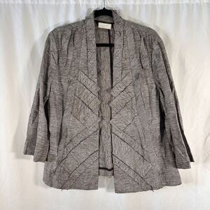 Chico's Linen Blend Cardigan Women's Large Brown Open Front Long Sleeve